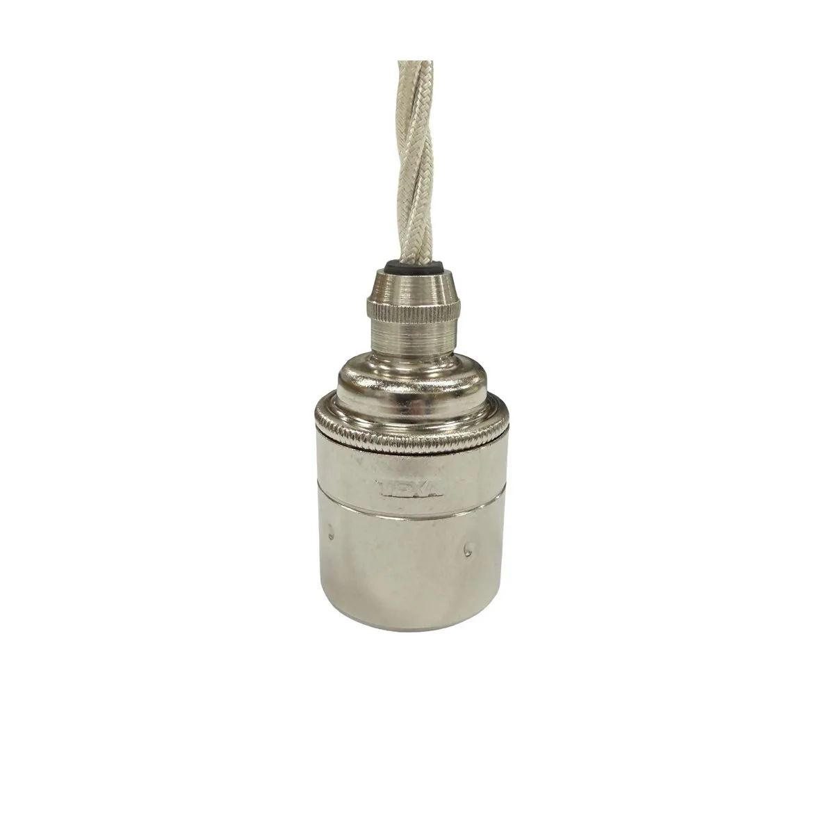 Upphäng E27 slät nickel/creme tvinnad kabel