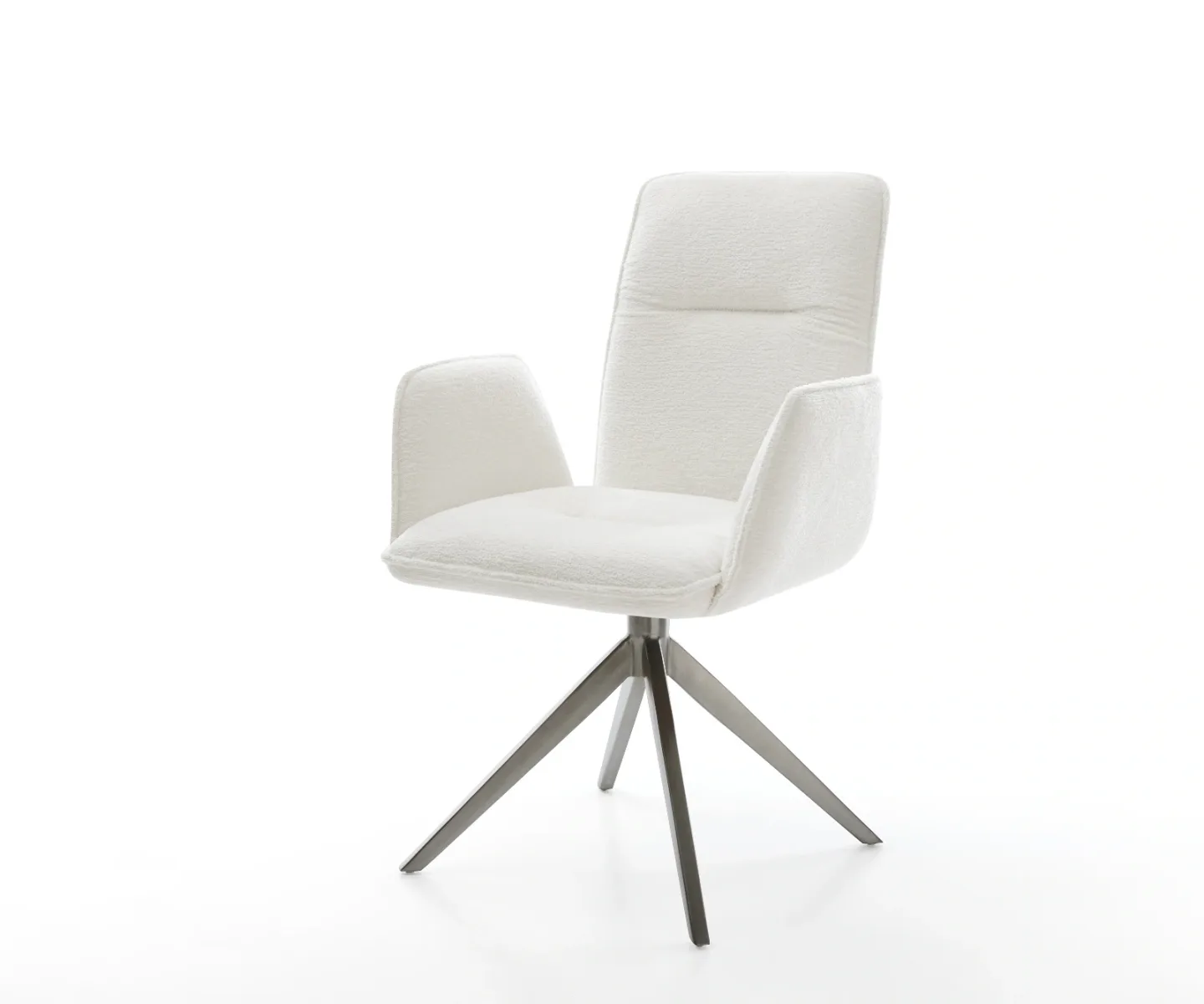 Drehstuhl Vinja-Flex Bouclé Soft Beige Kreuzgestell breit Graphit 360° drehbar Wippfunktion