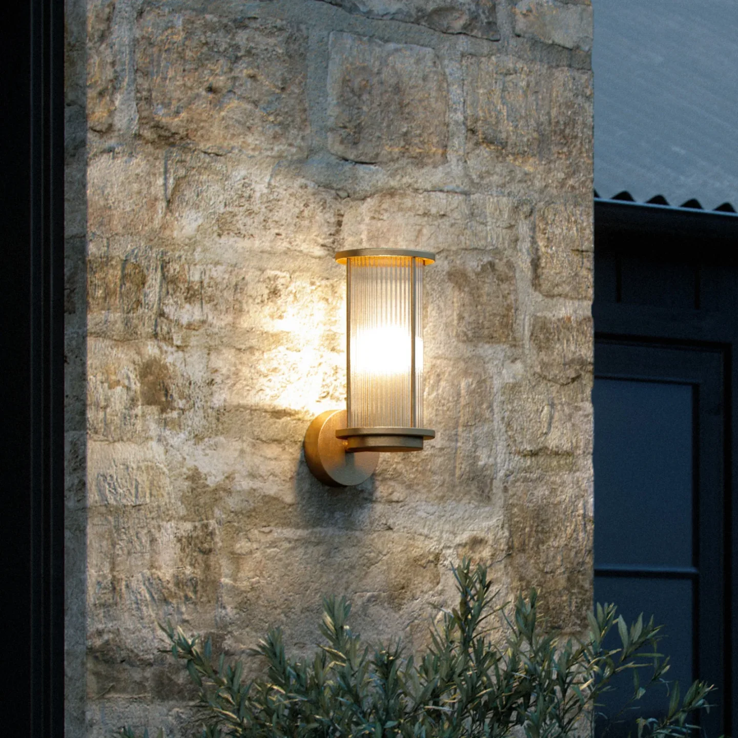Linton utendørs vegglampe i messing, IP54 – Nordlux - Metall - Rund