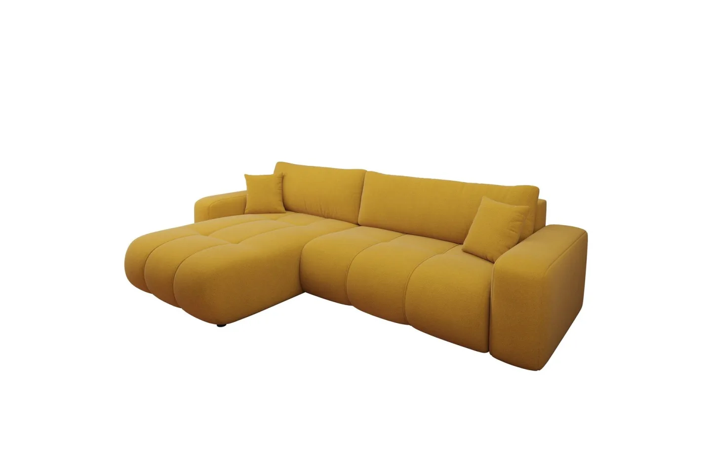Flo Bäddsoffa med Divan 3-sits i Plysch - Gul