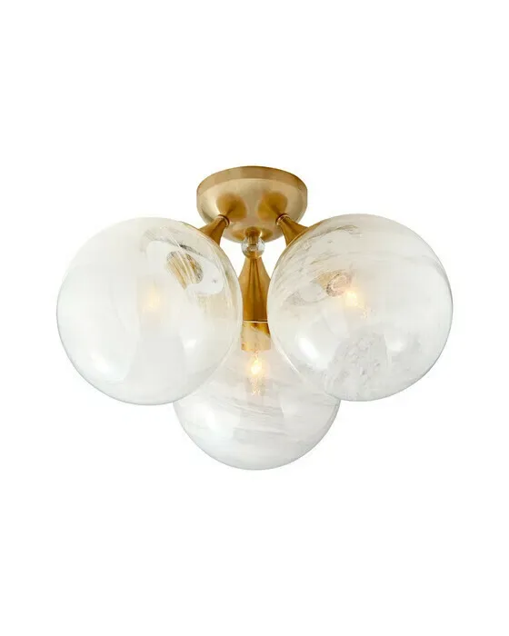 Cristol Large Triple Flush Mount Antique Brass