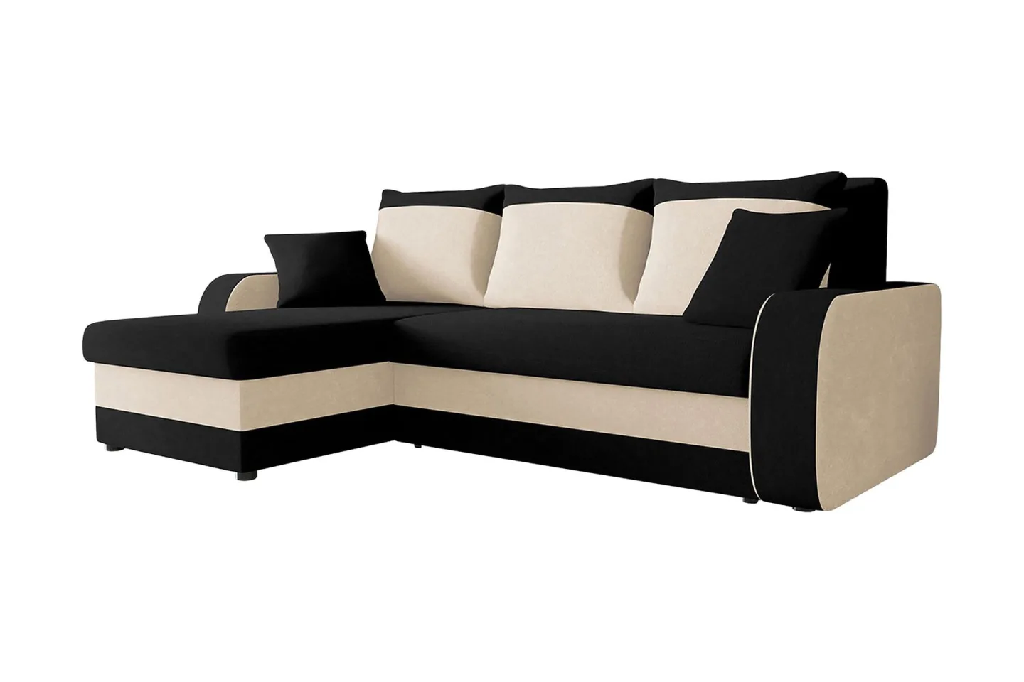 Alvared Djup 3 sits L soffa -Hörnbäddsoffa Universal 230 cm - Beige / Svart / Vit