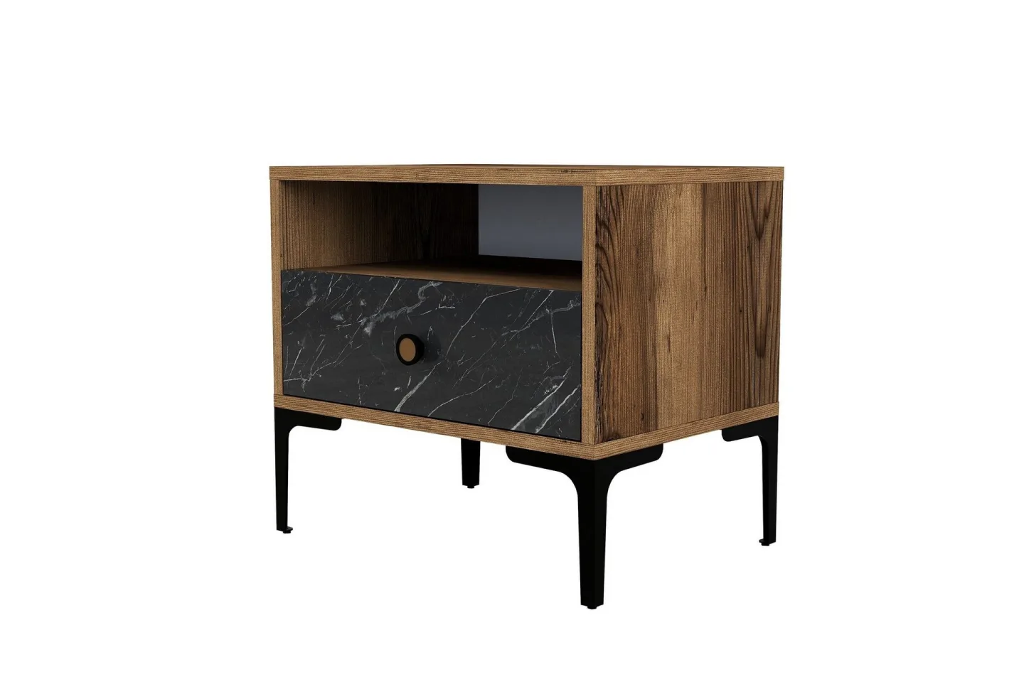 Ameias Sängbord 56x40 cm Brun/Svart - Hanah Home