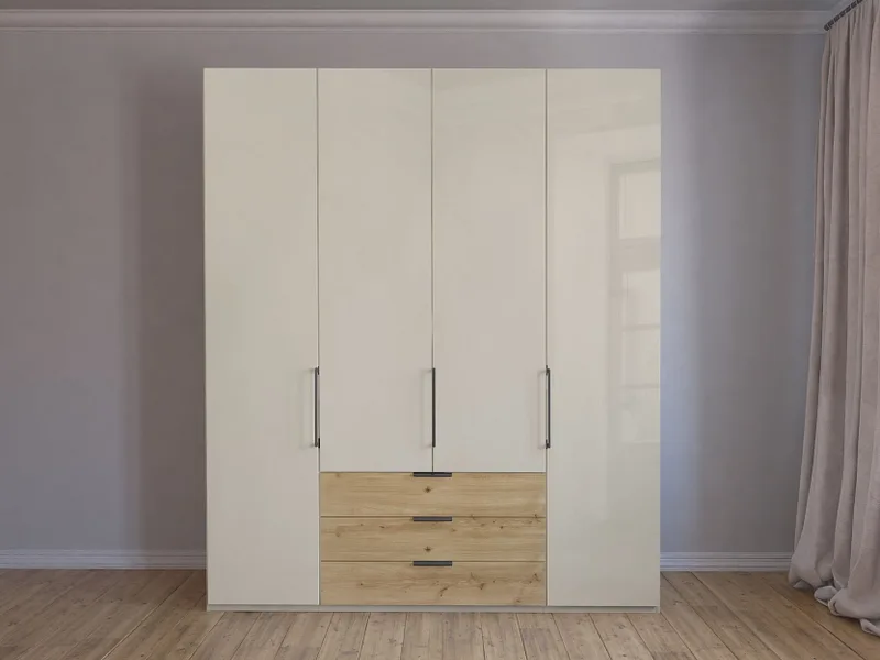 Drehtürenschrank MIAMI champagner 4 Türen 3 Schubladen