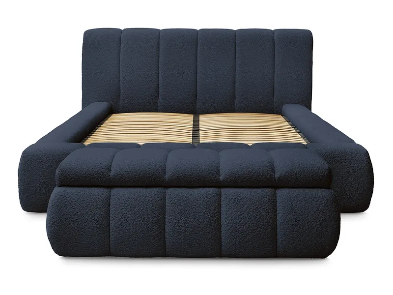 Kastenbett mit Bettkasten BOBOCHIC DENALI 160x200cm boucle-stoff dunkelblau