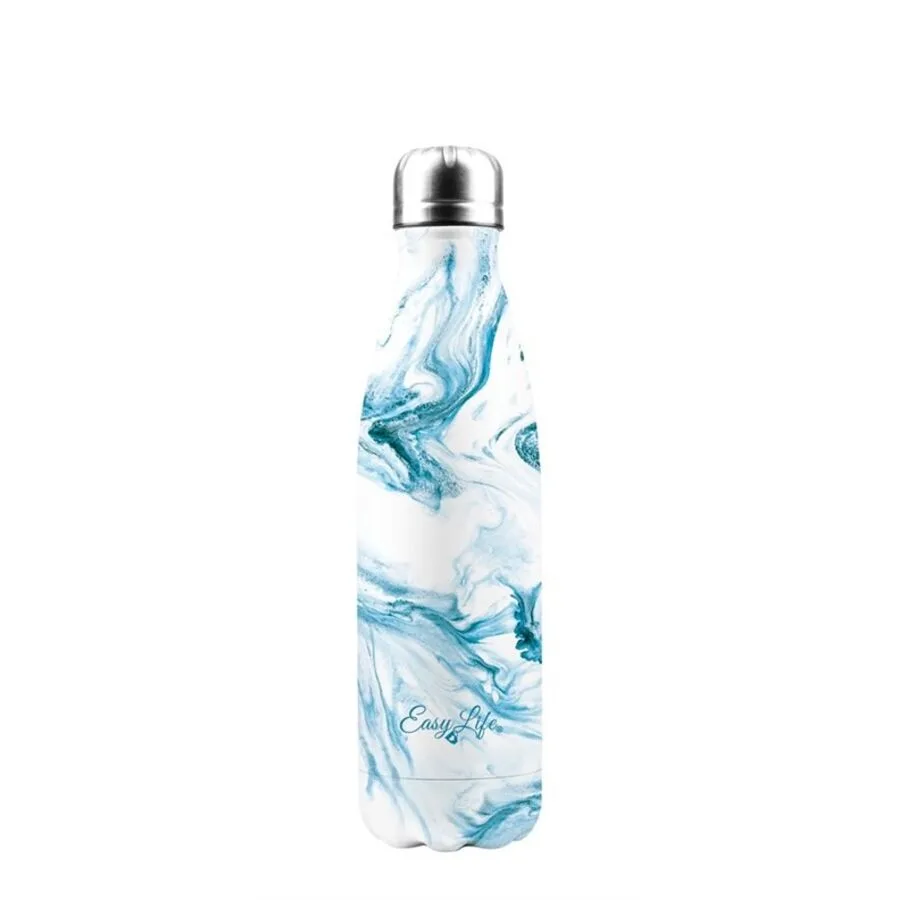 Easy Life Thermosflasche Isolio Weiss/Blau Edelstahl 0.5 l