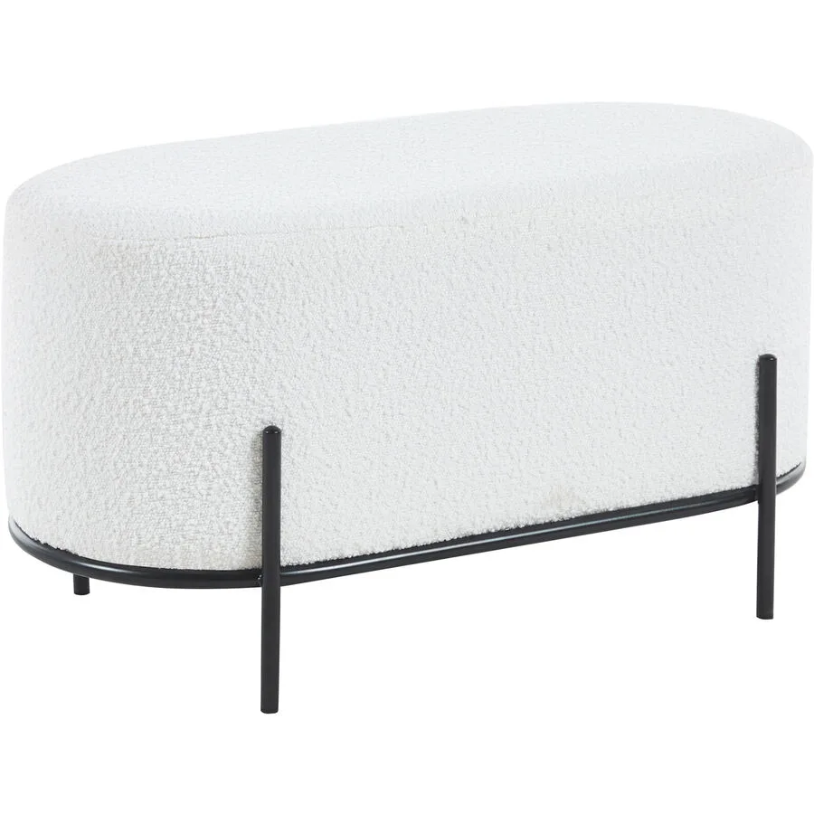Hocker Sarina Weiss, Schwarz Stoff, Metall B 80 H 42 cm