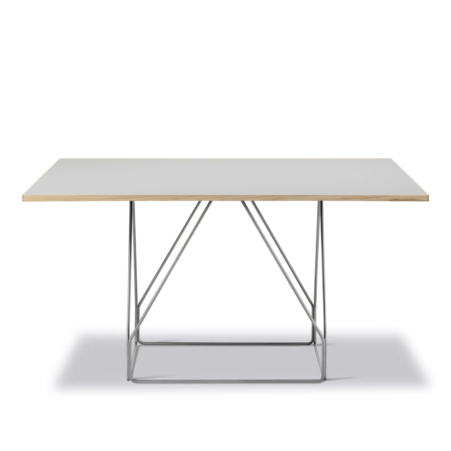 Fredericia Furniture - JG Table - 140x140 cm - Grey linoleum / Vapour 4177 - Natural ash - Brushed stainless steel - Matbord - Jørgen Gammelgaard