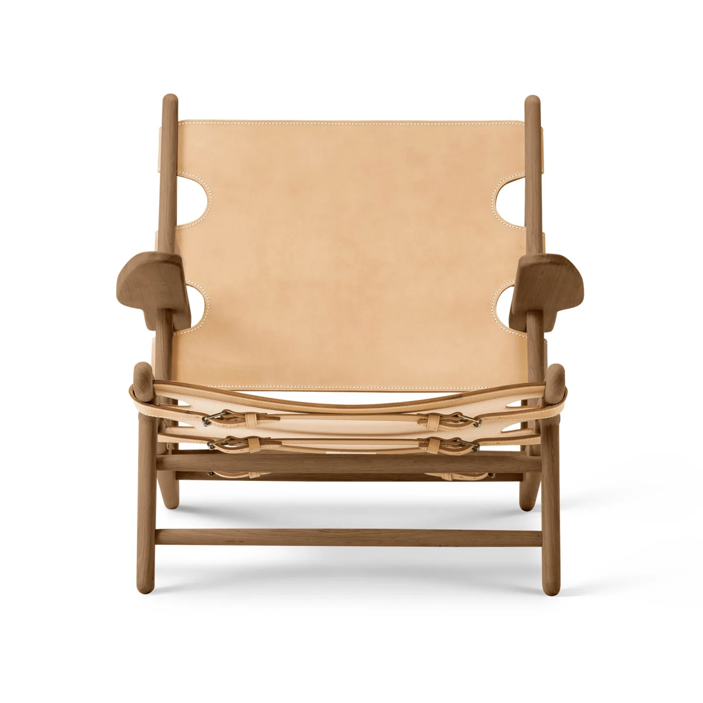 Fredericia Furniture - The Hunting Chair Smoked oak / Natural leather - Fåtöljer - Børge Mogensen - Beige - Läder/Trä