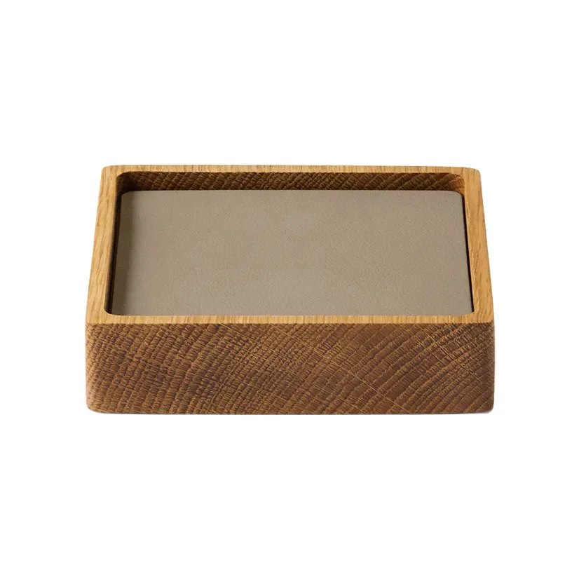 LIND DNA Wood Box Glasuntersetzer Set Nature-oak, quadratisch, S, Nupo clay brown, 9-teilig
