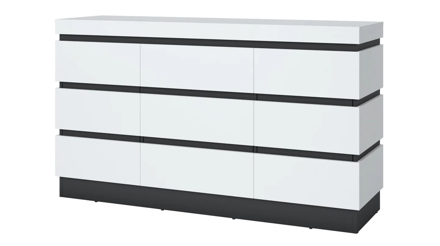Sideboard alpinweiß - anthrazit 161 cm - CAMPANIA