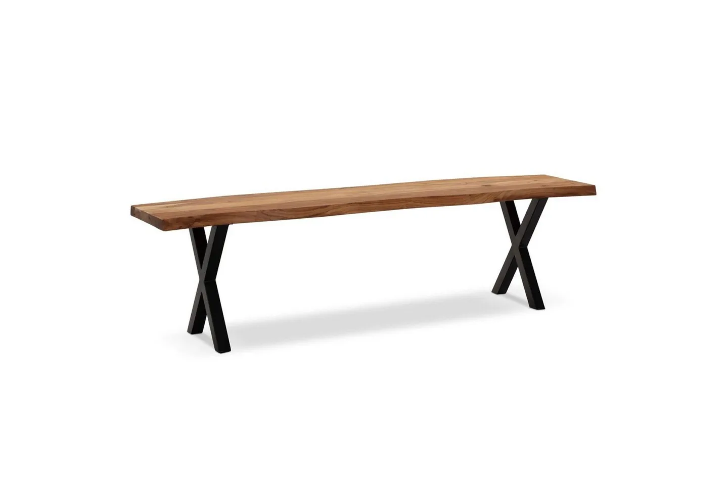 Matbänk Wohnling Massivt trä med metallben träd kant lantligt Svart, korsad, 120 cm - Svart, korsad, 120 cm