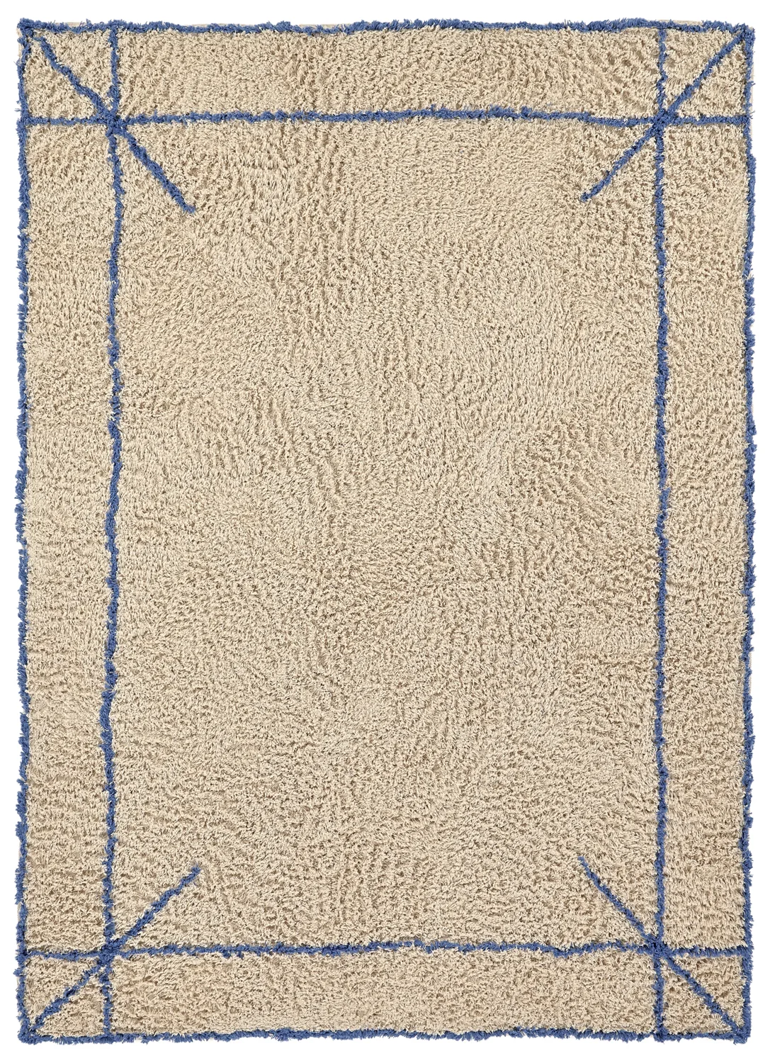 Ryetepper - Kairi Natural Cotton Shaggy (beige/blå) (Størrelse: 160 x 230 cm)