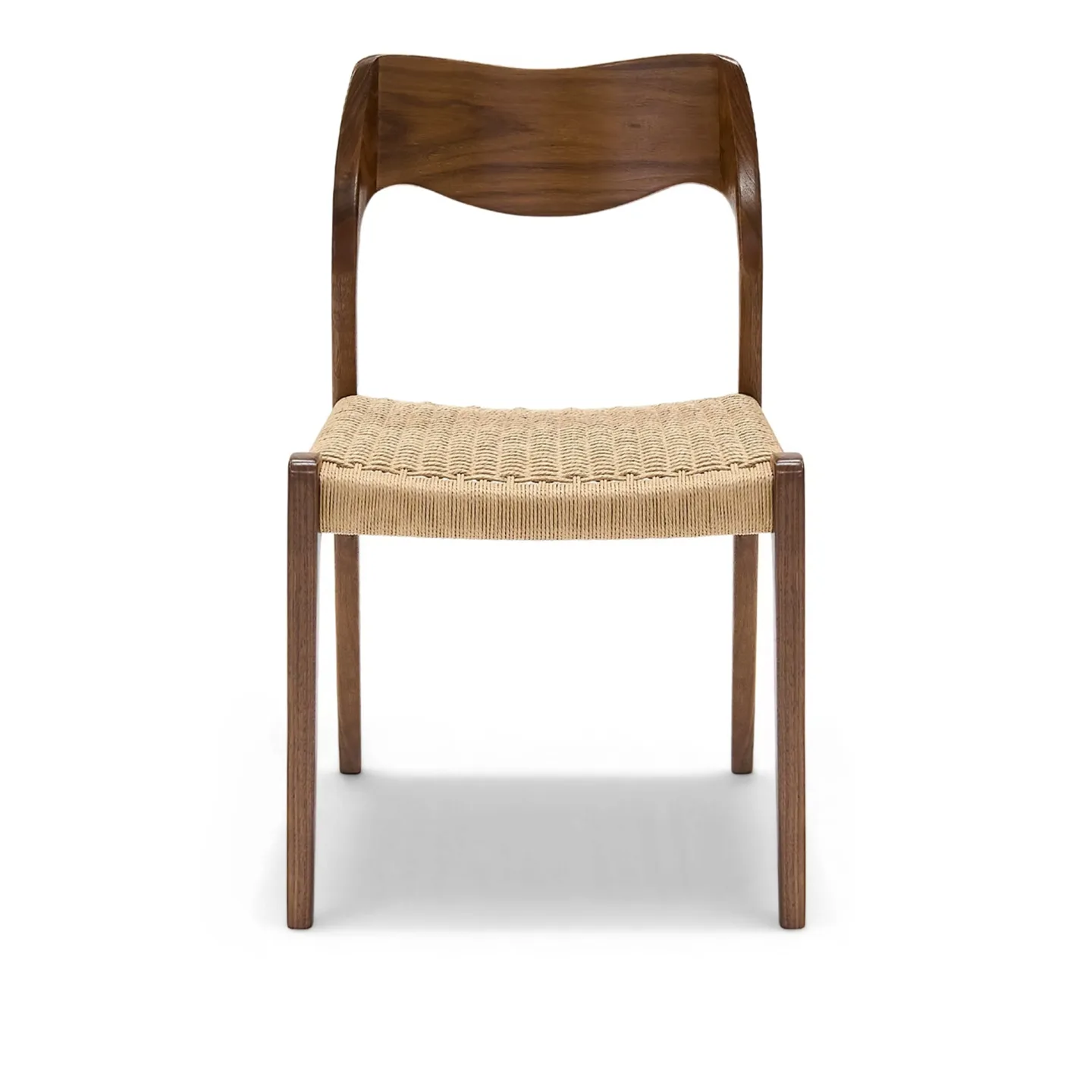 J.L. Møller - Model 71 dining chair Walnut, Lacquered, Natural Rope - Matstolar - Niels Otto Møller - Beige - Papper/Trä