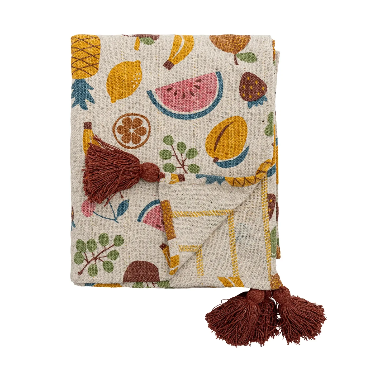 Bloomingville Fruitta Baumwollplaid 160x130 cm Gelb
