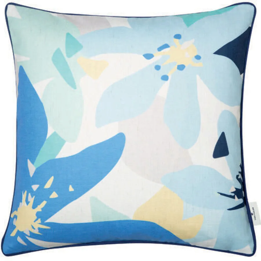 Tom Tailor Zierkissen Floral Blau Polyester 45 cm 45 cm