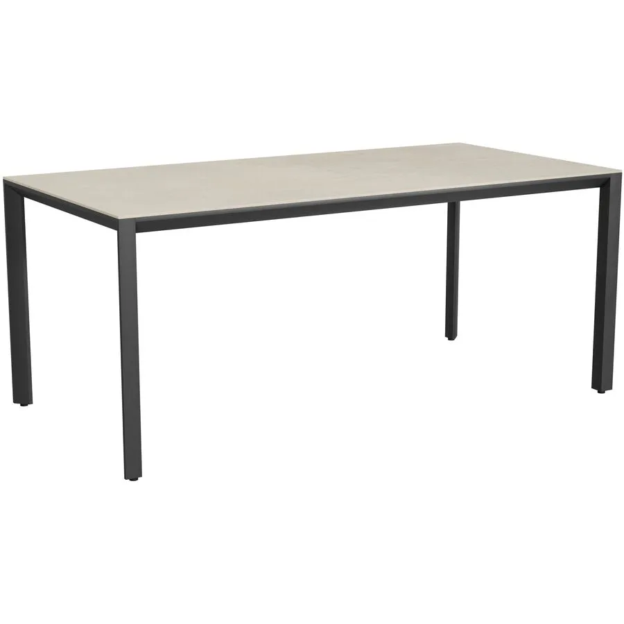 Gartentisch Tropea Schwarz matt / Travertino Romano Keramik/Stahl pulverbeschichtet B 180 T 90 cm - Möbel Konfigurator: Traummöbel individuell