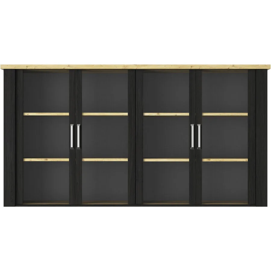 Regal Reyet schwarz/Eiche Holzwerkstoff B 220 H 116 cm