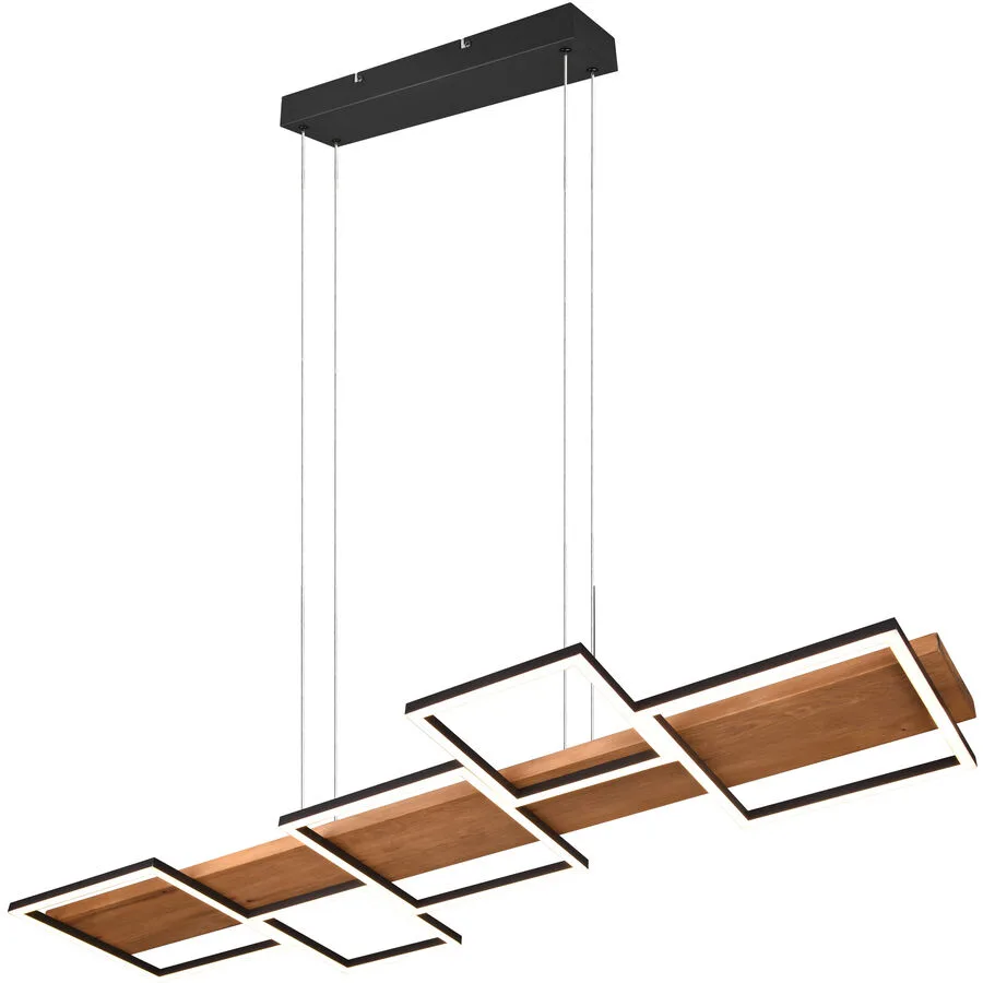 Pendellampe Hakora Schwarz Metall 115 cm 150 cm - Farbe: Schwarz matt - LED - Lichtfarbe: Warmweiss - LED Energiesparlampen
