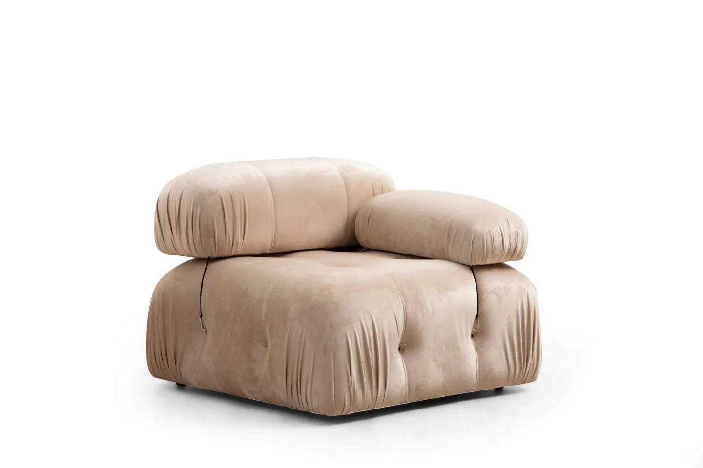 Belgin Högermodul / Fåtölj 95 cm med fasta armstöd och repdetaljer - Beige