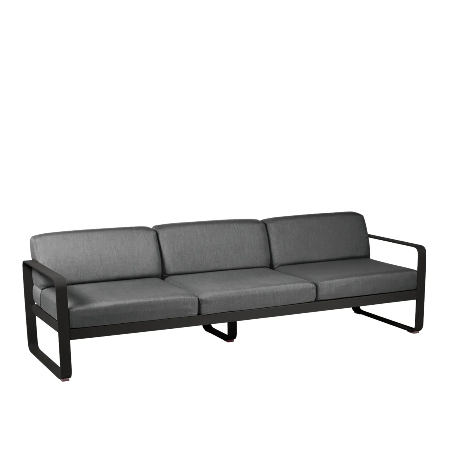 Fermob - Bellevie 3 Seater Sofa Graphite Grey Cushions, Liquorice - Soffor utomhus - Pagnon & Pelhaître