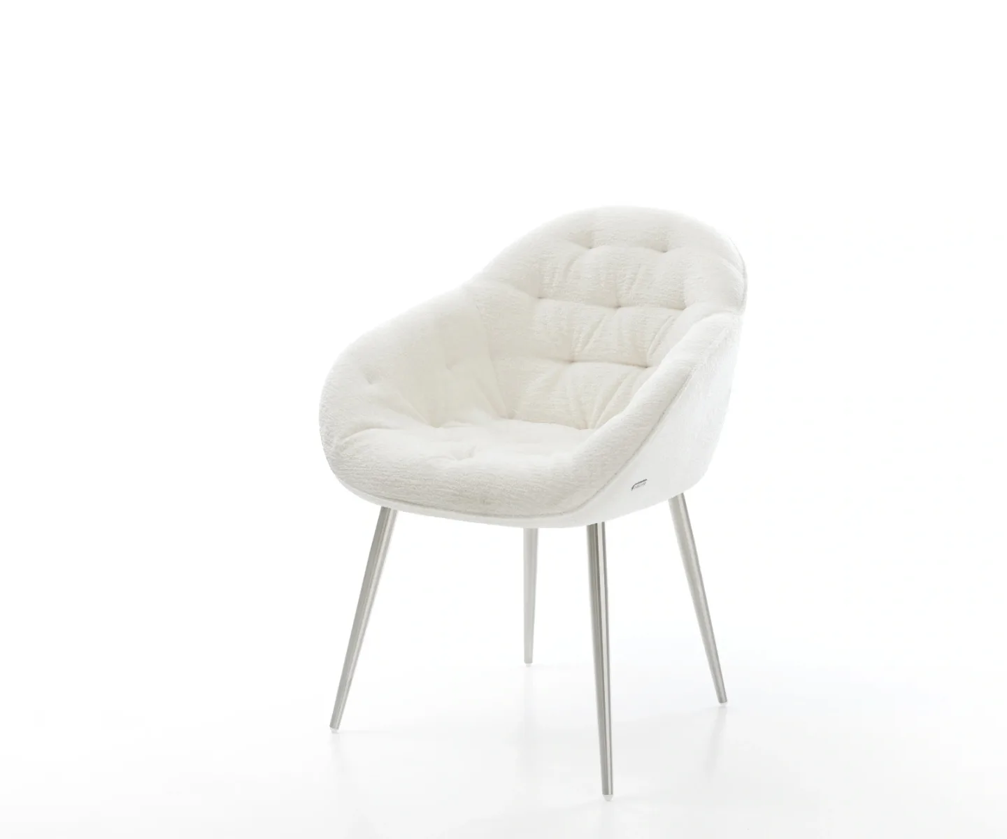 Esszimmerstuhl Gaio-Flex Bouclé Soft Beige 4-Fuß konisch Edelstahl