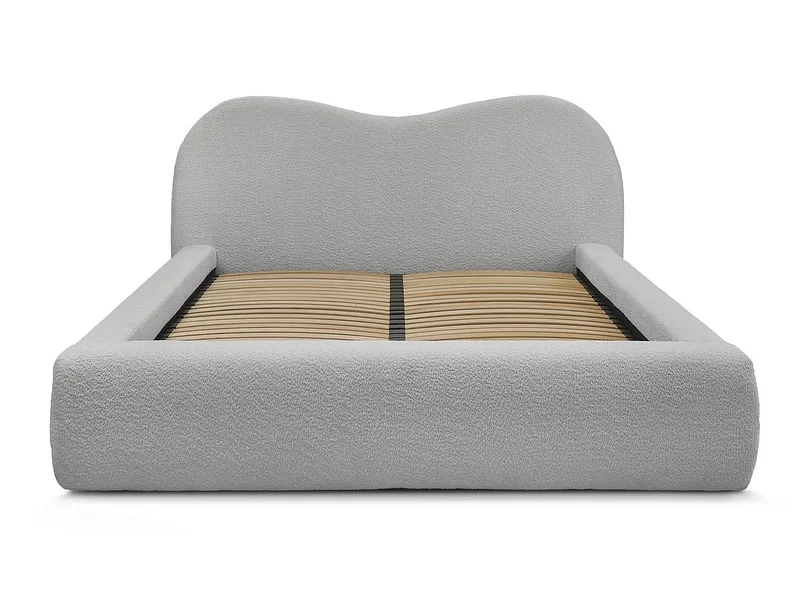 Kastenbett BOBOCHIC ORLANE 160x200cm boucle-stoff hellgrau