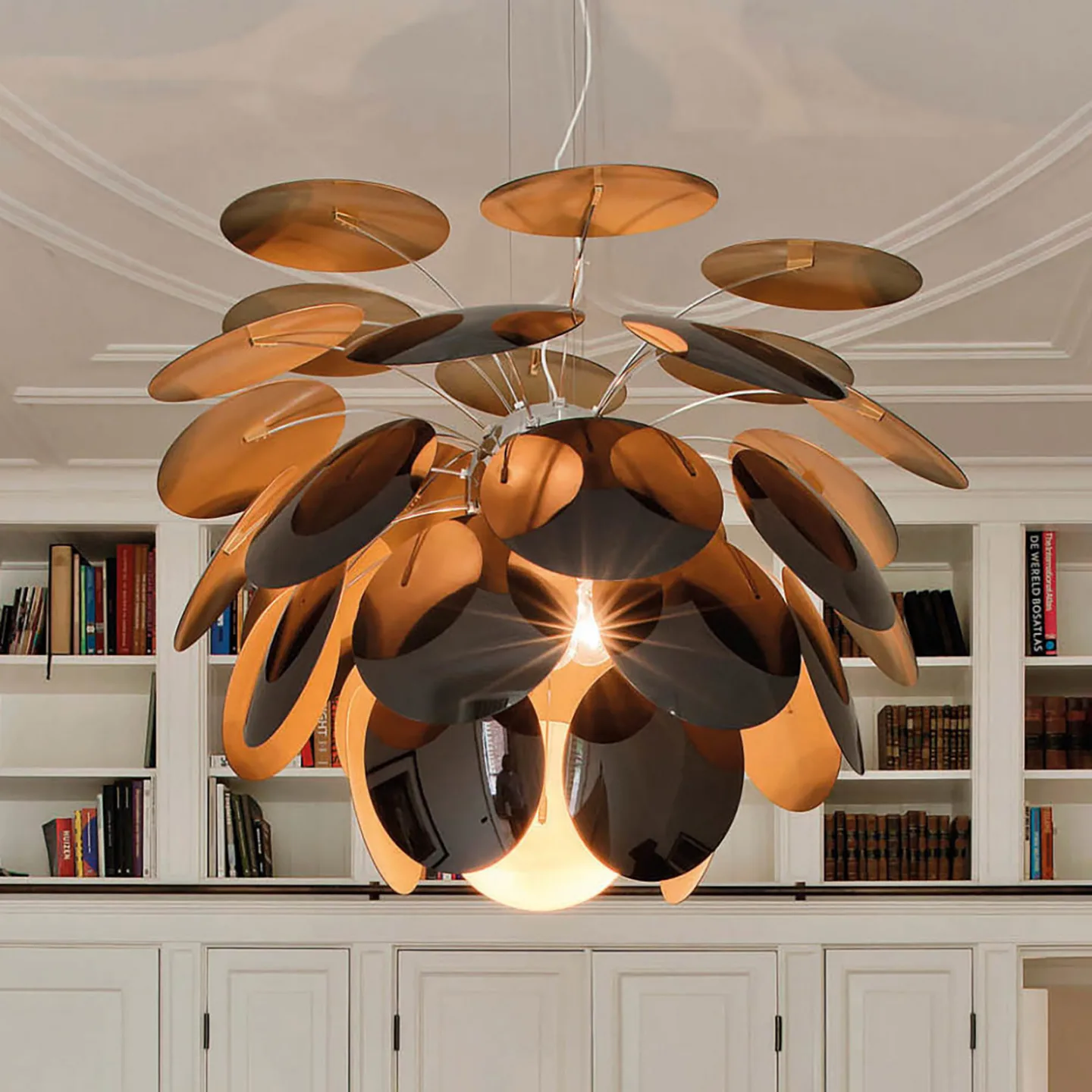 Discoco Pendelleuchte Ø88 Schwarz/Gold - Marset Discocó - Wohnzimmer - Design - Kunststoff - Einflammig