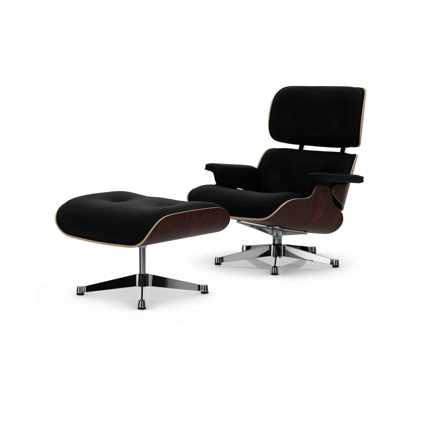 Vitra Eames Lounge Chair & Ottoman new dimensions 66 Nero-05 santos palisander-pol. steel