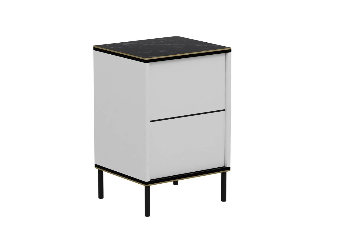Imaj Sängbord 40 cm - Vit/Svart/Guld