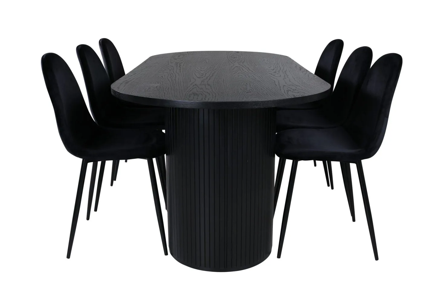Bianca Matgrupp 200 cm Oval med 6 Polar stolar - Svart