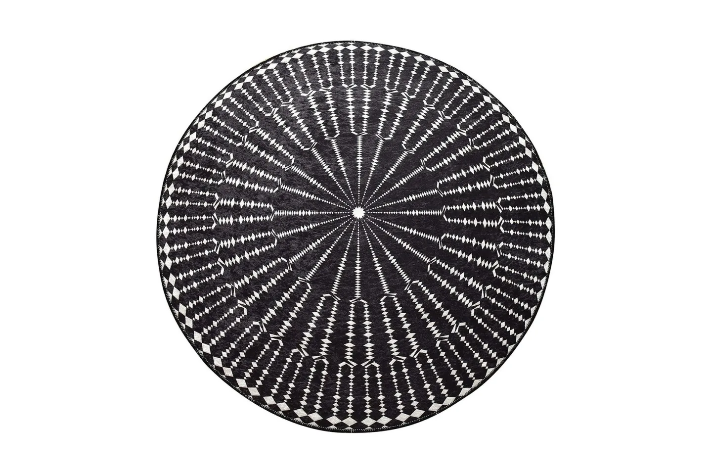 Chilai Matta 120 cm Rund - Svart/Vit