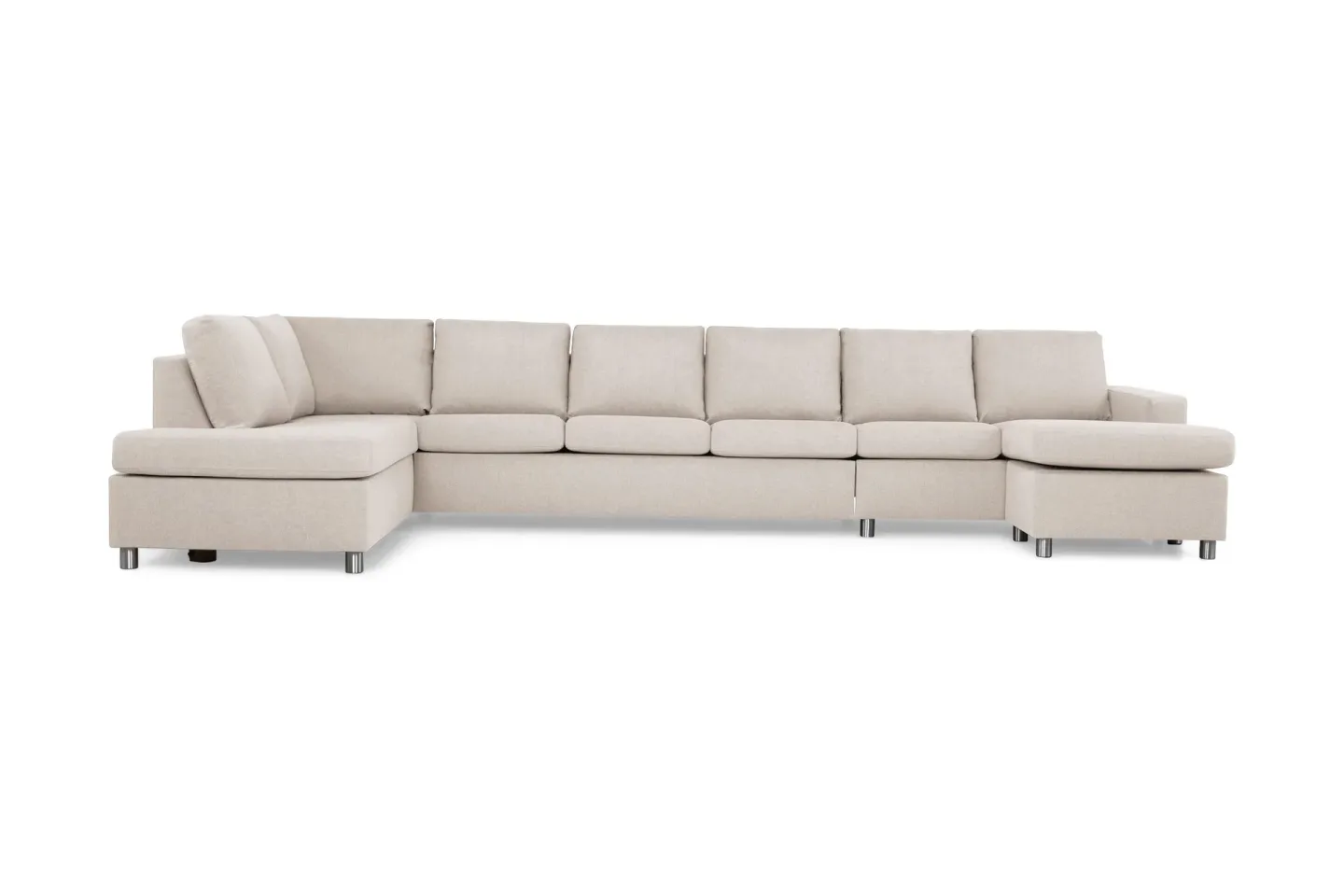 Crazy 6-sits Vänstervänd U-formad XX-Large Soffa med Divan och Schäslong i Tyg - Beige
