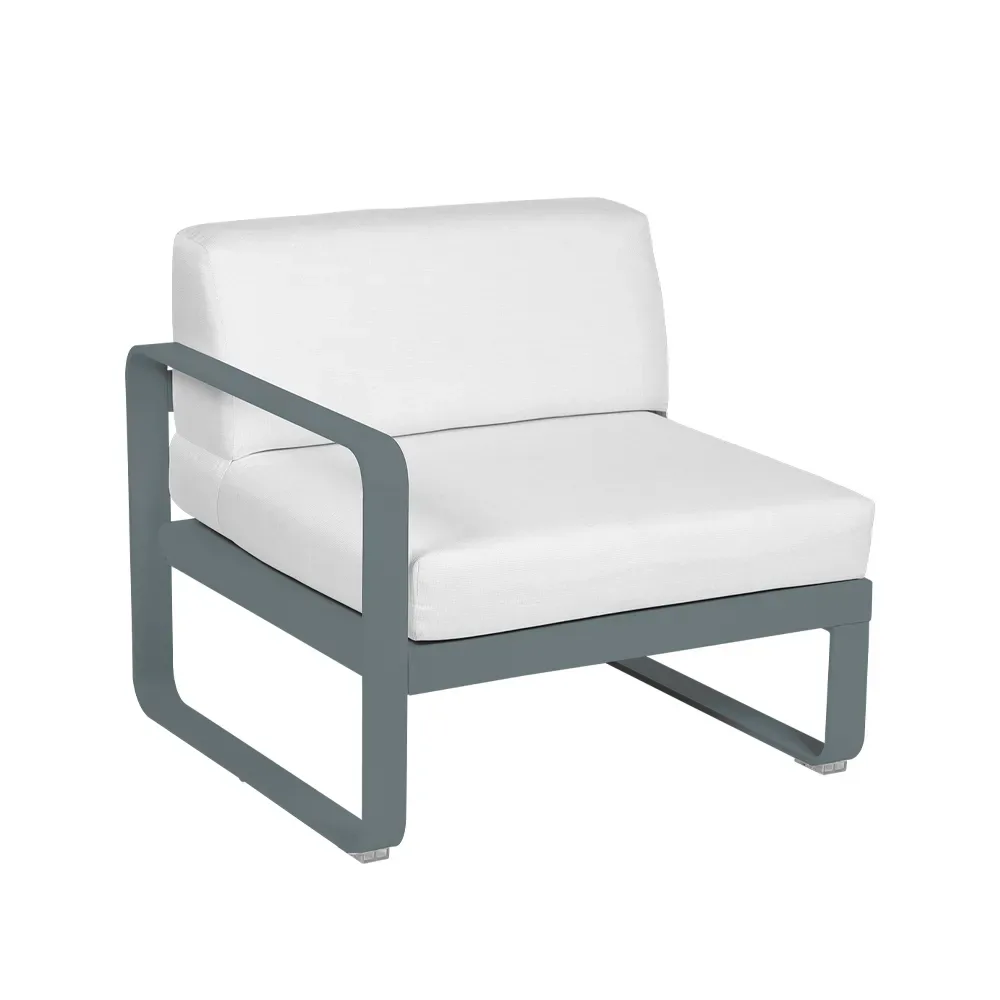 Fermob Bellevie Left modulsoffa Storm grey (grå), off-white dyna, 1-sits