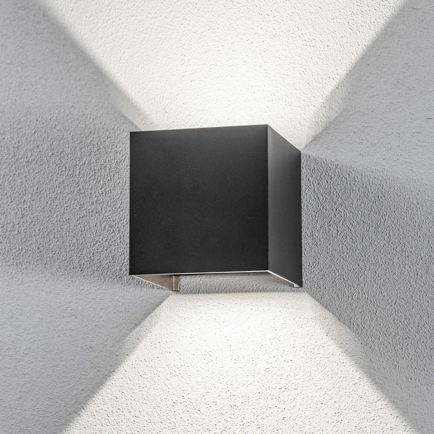 Nivar Square LED-udendørs væglampe, sort – Lindby - Altan - Moderne - Metal - Kantet