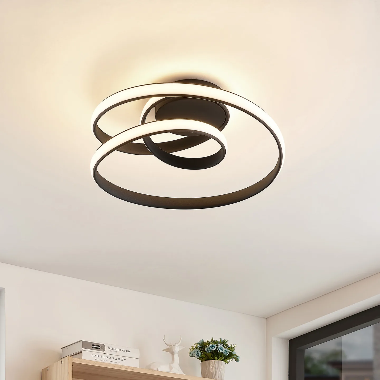 Sakina LED Deckenleuchte Black - Lucande - Wohnzimmer - Design - Metall - Rund