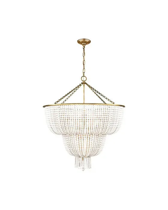 Jacqueline Two-Tier Chandelier Antique Brass/White Acrylic