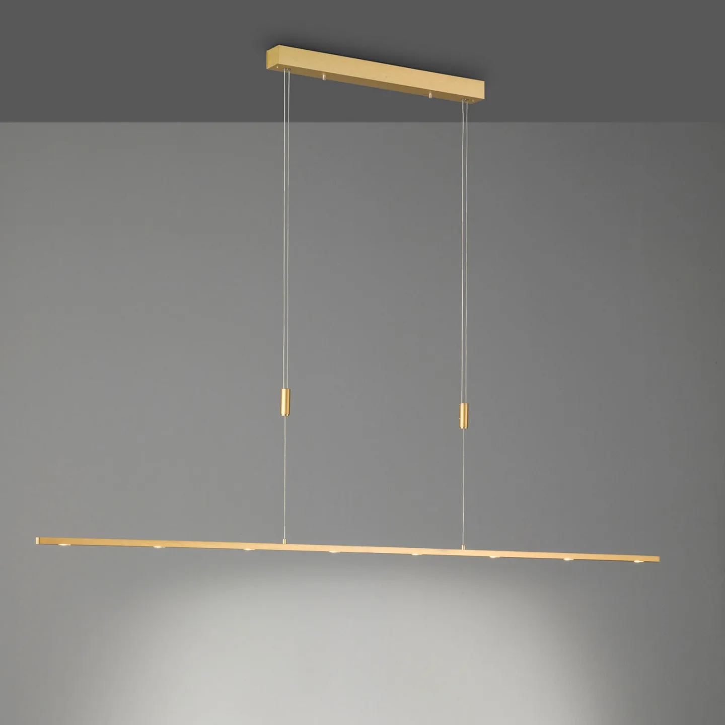LED-pendellampe Tolu, længde 179 cm, messing - Quitani - Stue - Moderne - Metal - Med én lyskilde
