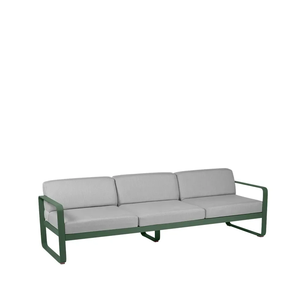 Fermob Bellevie soffa 3-sits Cedar green (grön), flannel grey dyna