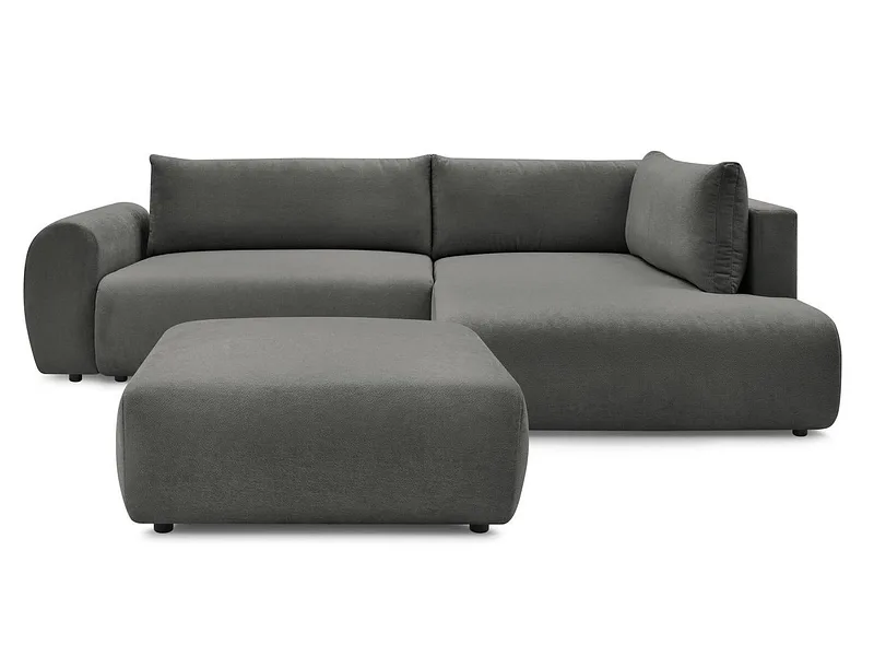 Ecksofa mit Hocker BOBOCHIC LUCIEN Stoff dunkelgrau