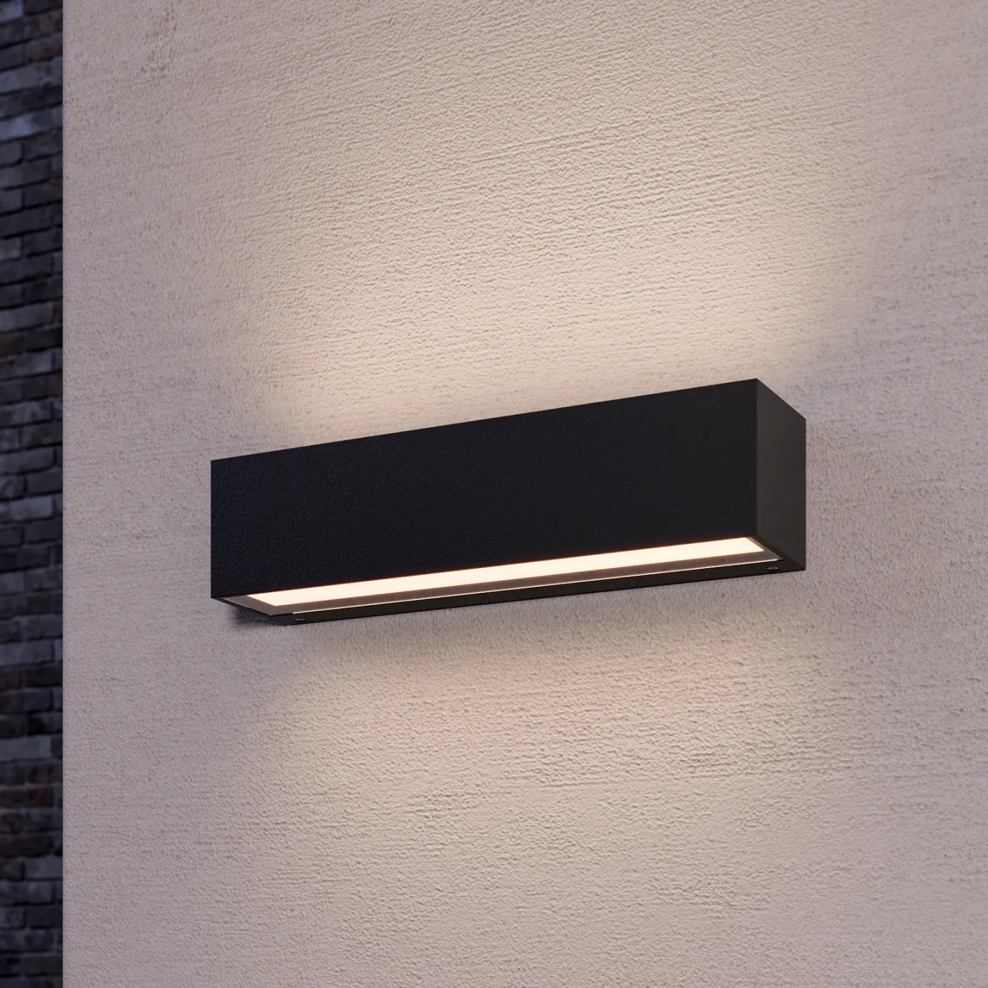 Lengo Außenwandlampe, 25 cm, up/down, anthrazit - Lucande - Balkon - Modern - Metall - Eckig
