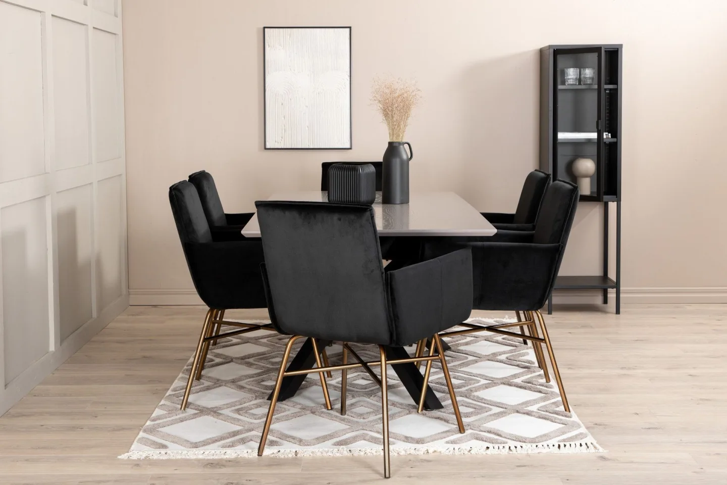 Piazza Matgrupp 180 cm Rektangulär med 6 Petra stolar - Svart