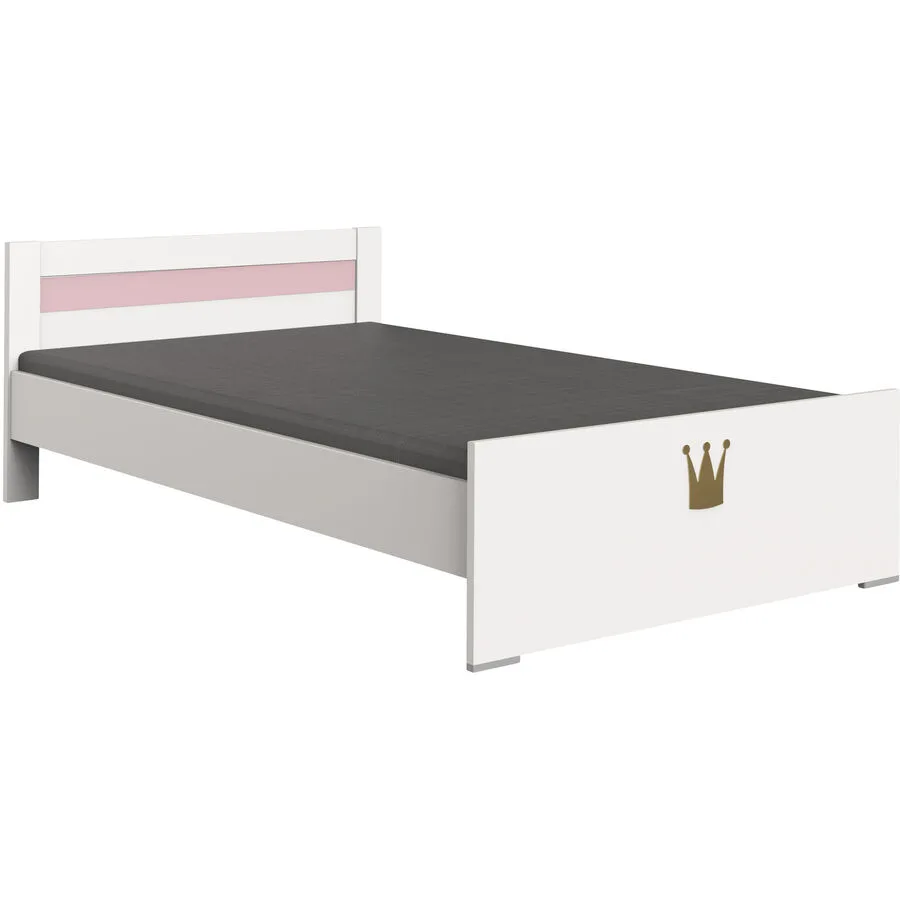 Bett Cindra Weiss, Rosé Holzwerkstoff 120 x 200 cm