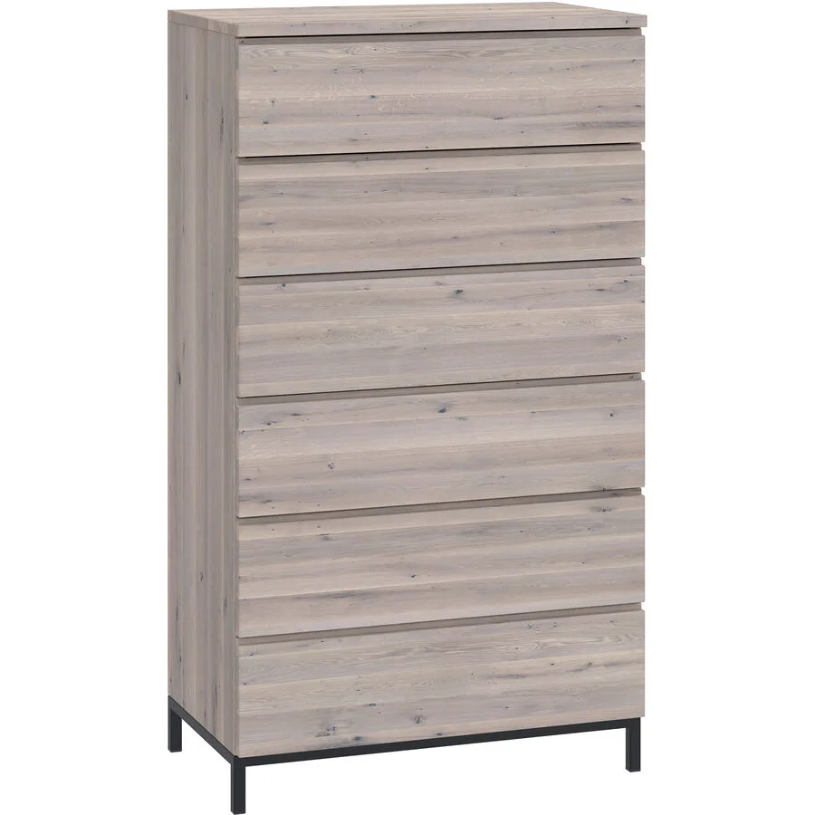 Kommode Holz Werk Natur, Grau Holz, Metall Massivholz B 70 H 127 cm