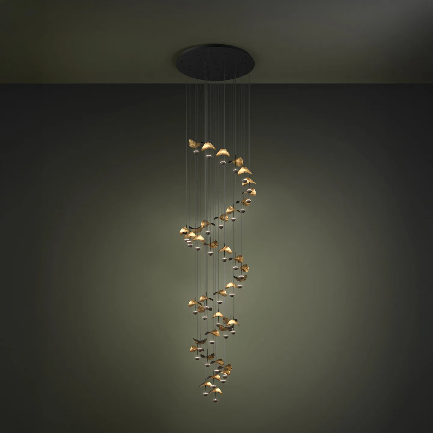 Dracera LED-Hängelampe schwarz/gold Ø 82 cm - Stars of Light - Wohnzimmer - Modern - Metall - Mehrflammig