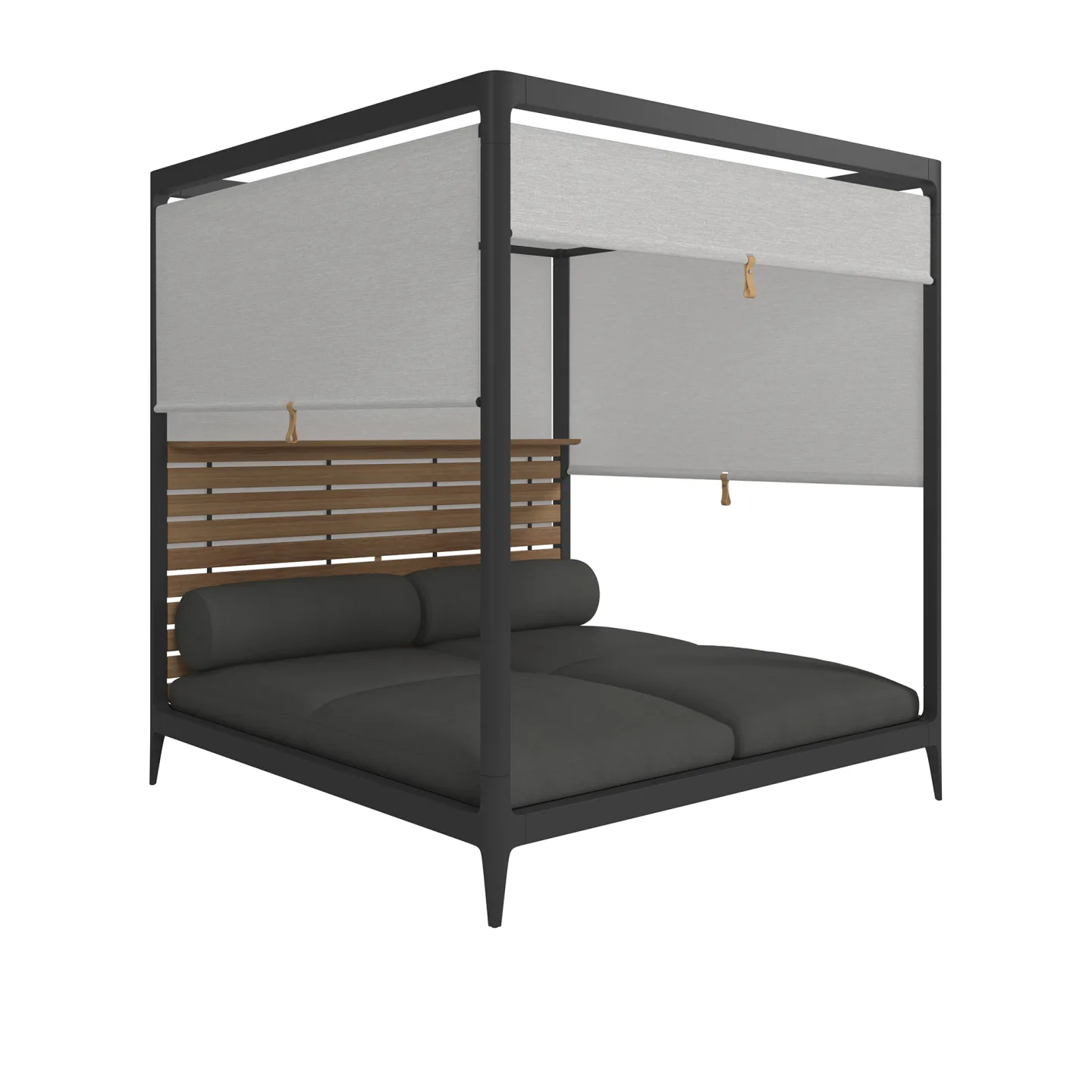 Gloster - Grid Cabana, Aluminium Back, incl. Screens, Fabric Cat. B Poolside Coal - Solsängar - Henrik Pedersen - Metall