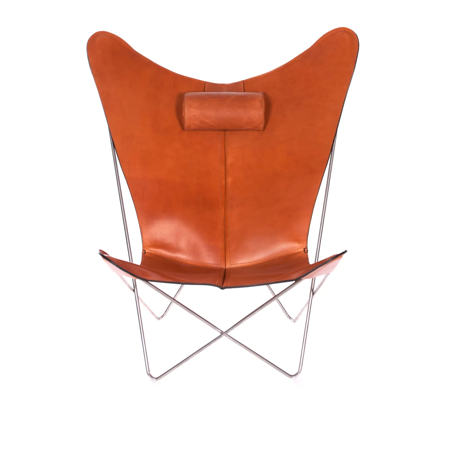 OX Denmarq - Ks Chair, Stainless Steel Frame, Leather: Hazelnut - Fåtöljer - Dennis Marquart - Brun - Läder/Metall