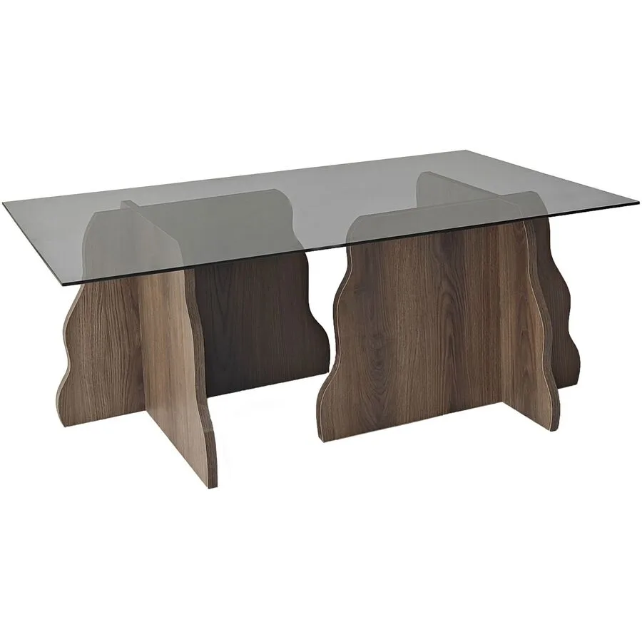 Salontisch Georis Nussbaum, Rauch 100% Hartglas/Holzwerkstoff B 105 T 65 cm