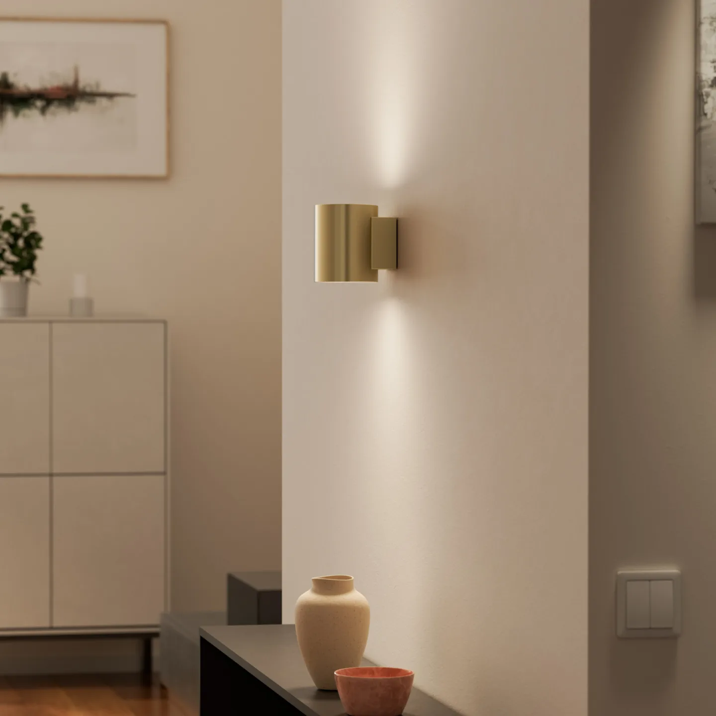 Herstal Evoke Wandleuchte klein Satin brass