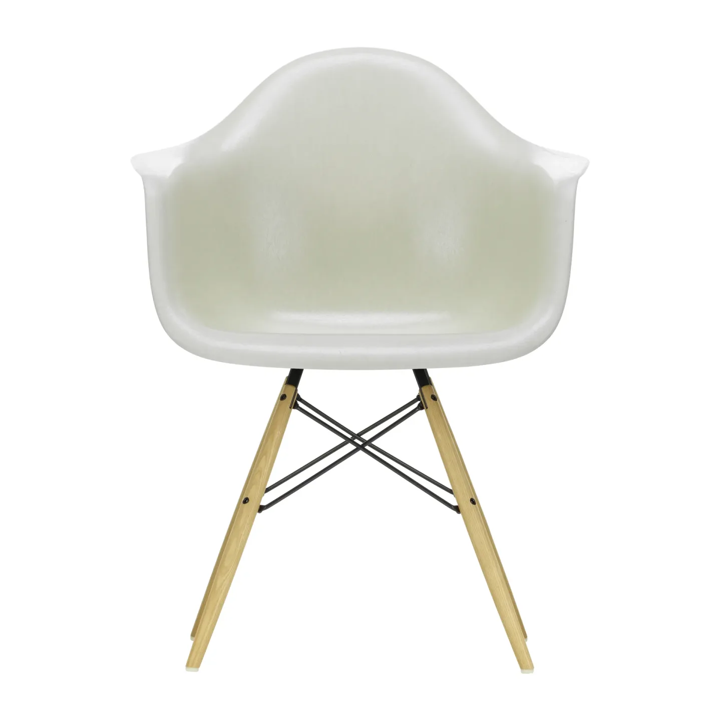 Vitra Eames Fiberglass Armchair DAW karmstol parchment, askben